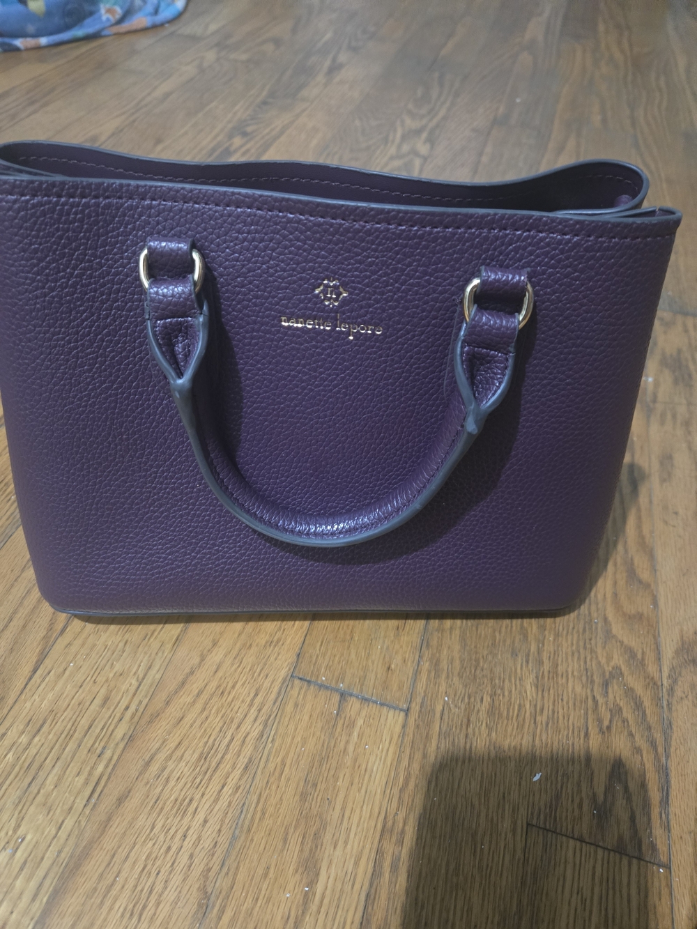 Nanette Lepore Deep Plum Pebbled Leather Top-Handle Satchel